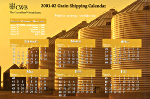 Canadian Wheat Board 2001-02 Grain Shipping Calendar